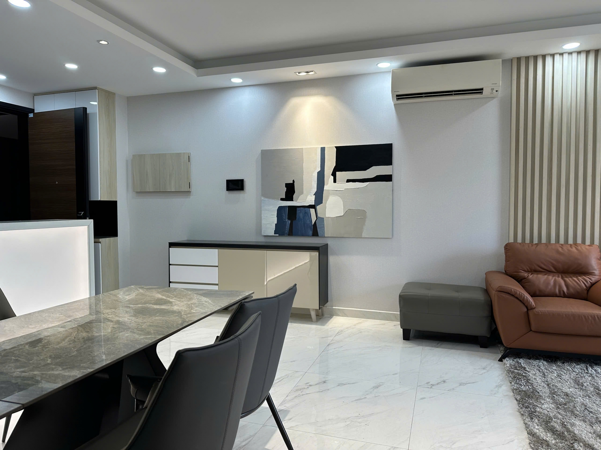 For rent at Midtown Phu My Hung a fully furnished 3 bedroom apartment with modern interiors and parking