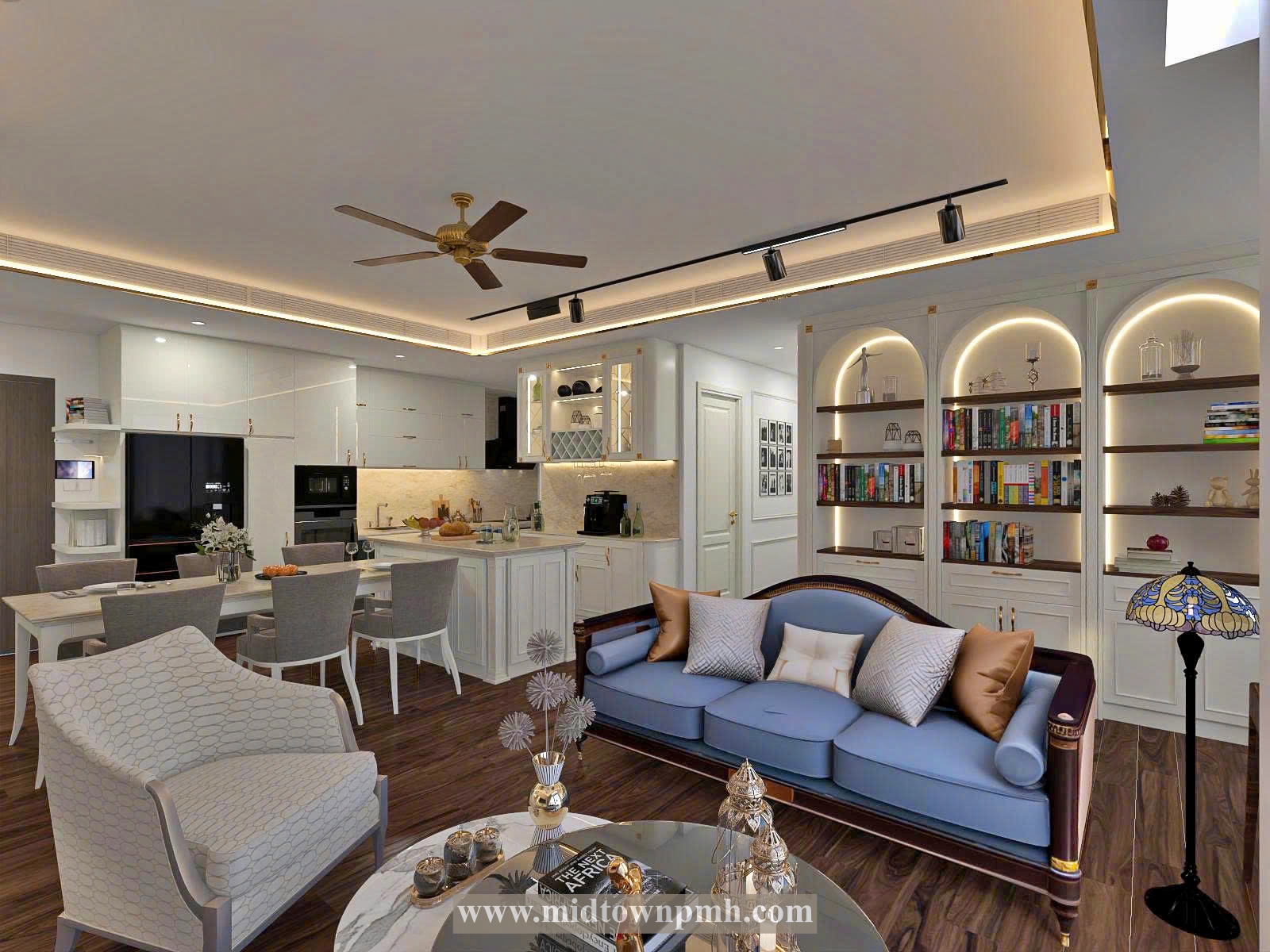 Cho thuê căn hộ Midtown The Peak 3PN làm thành 2PN lớn - nội thất cao cấp - lầu cao